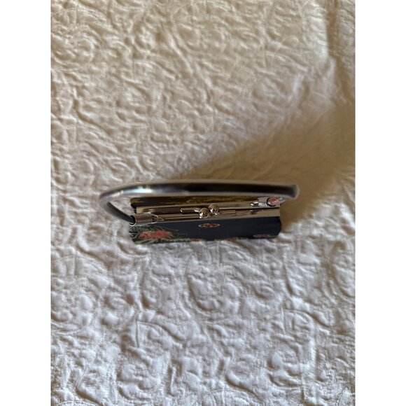 Mini Tiny Vintage Black Satin Brocade Evening Purse Metal Handle & Clasp Closure - Picture 6 of 16